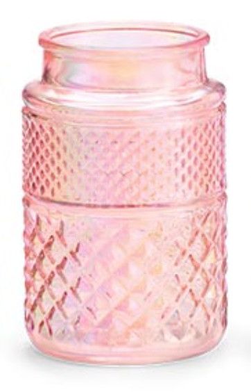 Iridescent Pressed Pattern Spring Vase | Pink