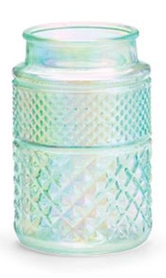 Iridescent Pressed Pattern Spring Vase | Green