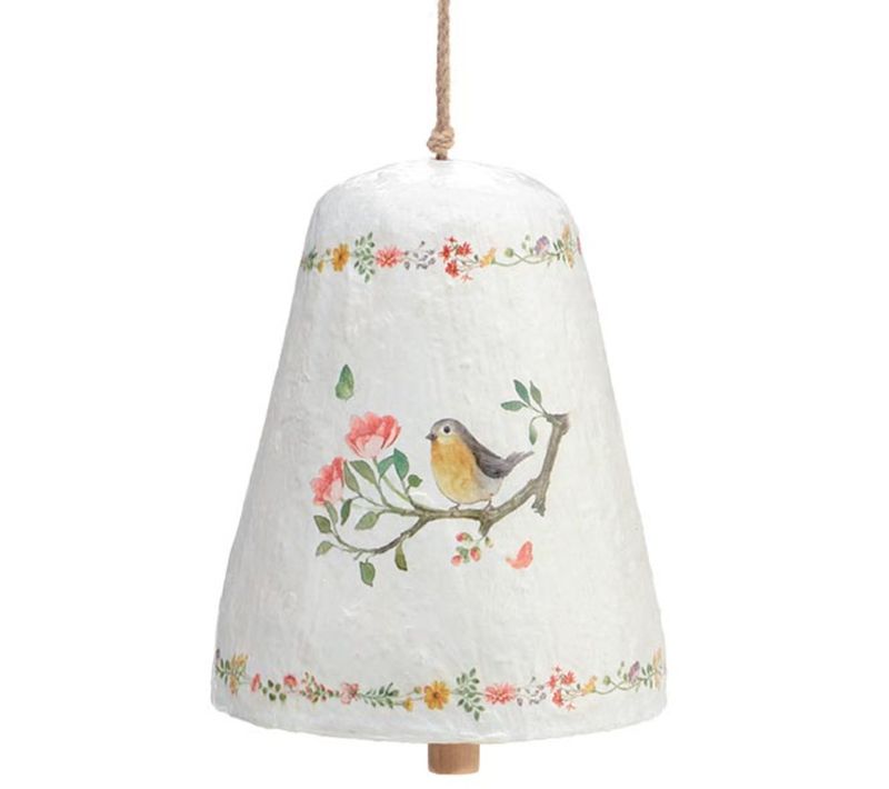 Spring Bird Paper Mache Faux Bell
