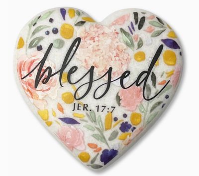 Floral Heart Stone | Blessed