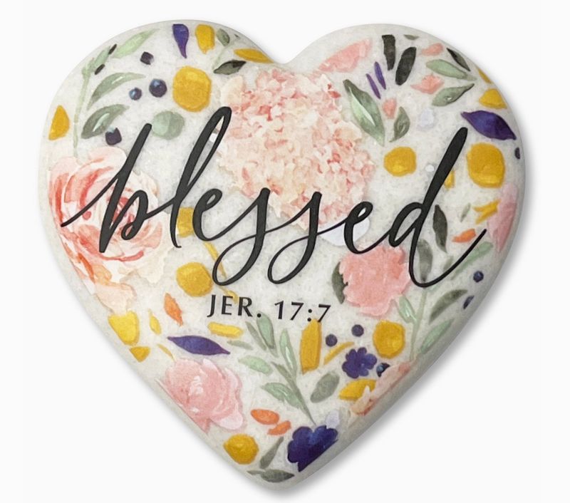 Floral Heart Stone | Blessed