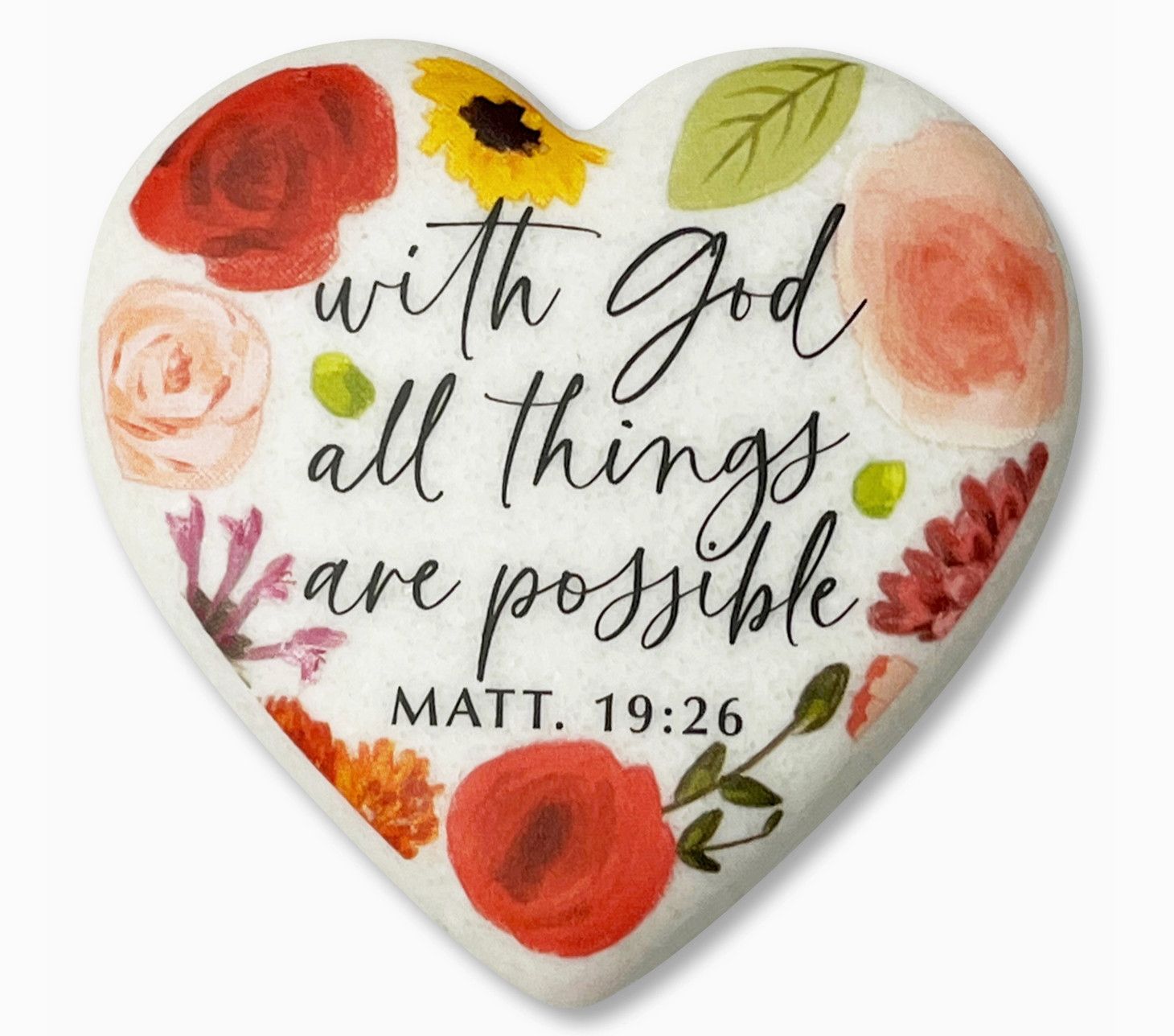 Floral Heart Stone | With God Possible