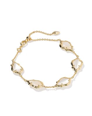The Adriana Scallop Frame Bracelet in Gold Natural Mother of Pearl