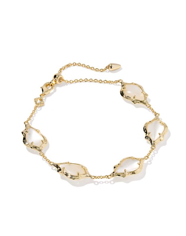 The Adriana Scallop Frame Bracelet in Gold Natural Mother of Pearl