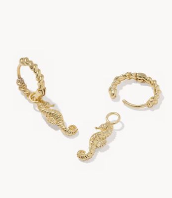 The Seahorse Huggie Earrings in Gold