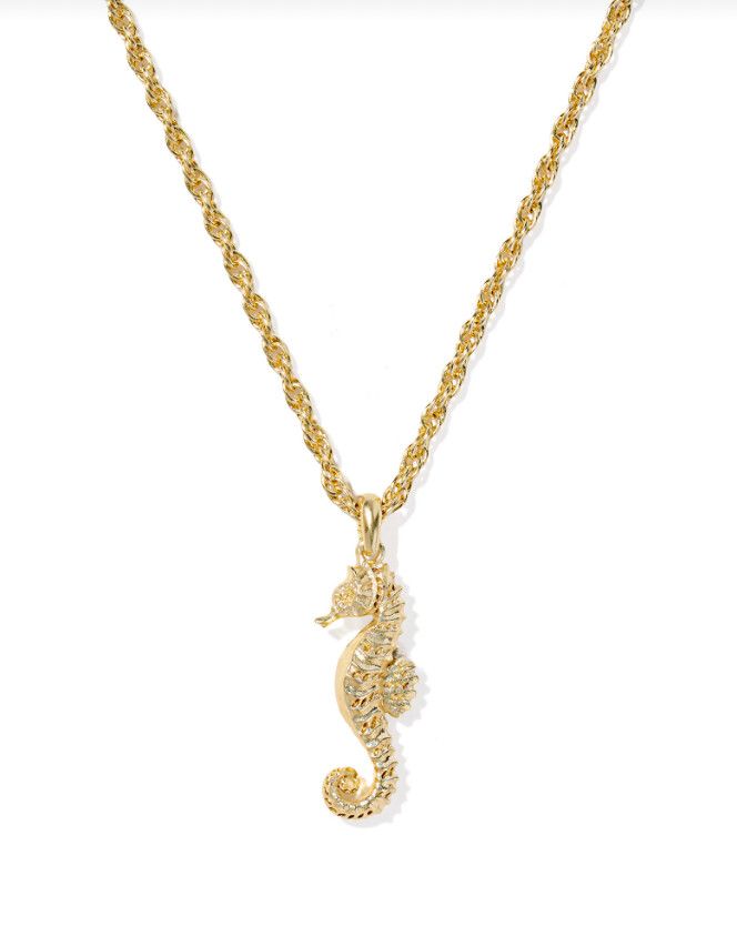 The Seahorse Short Pendant Necklace in Gold