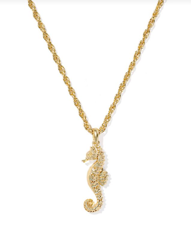 The Seahorse Short Pendant Necklace in Gold