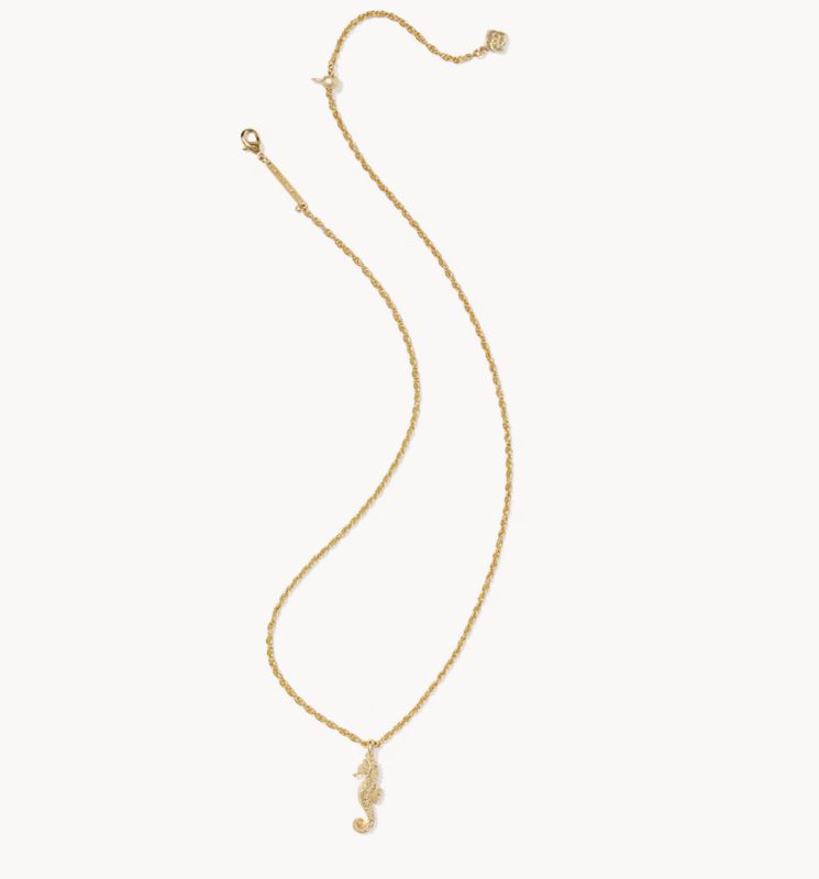 The Seahorse Short Pendant Necklace in Gold