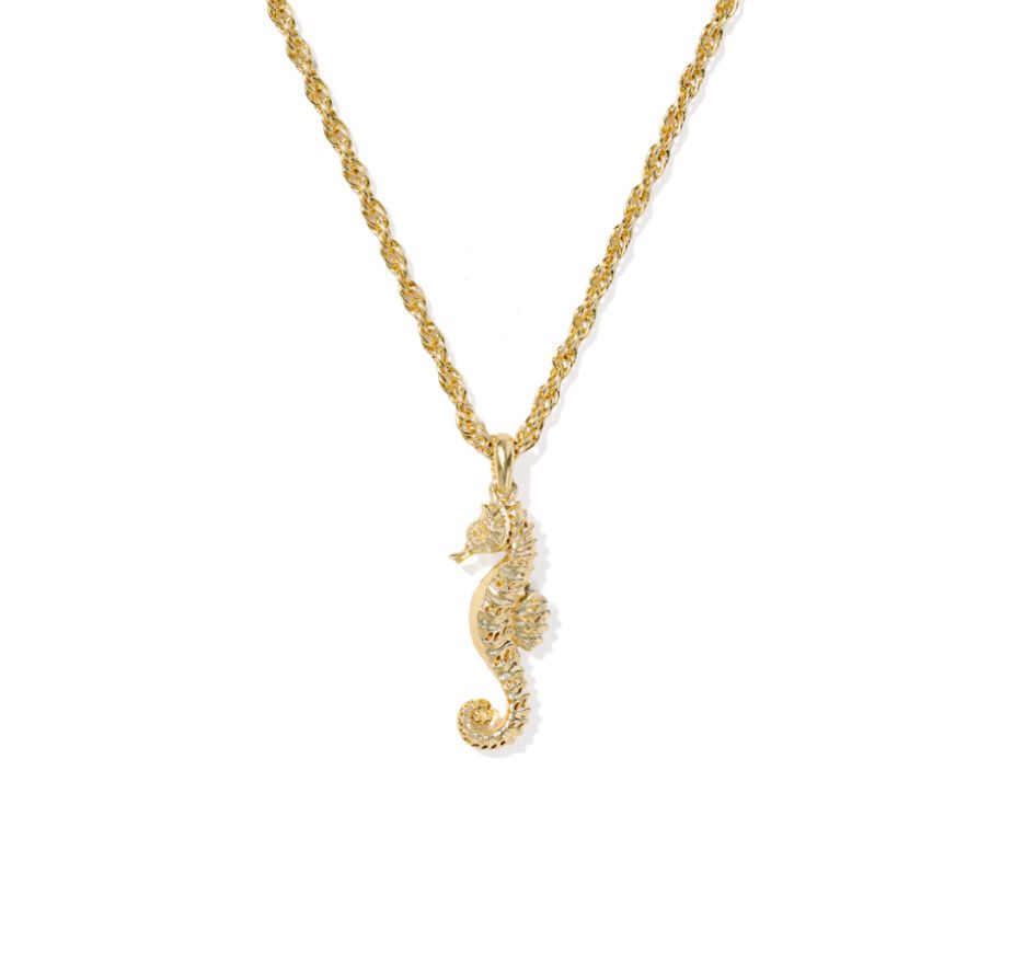 The Seahorse Short Pendant Necklace in Gold