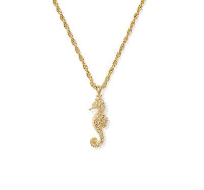 The Seahorse Short Pendant Necklace in Gold
