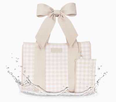 Case-Mate Jelly Tote + Phone Pouch | Latte Gingham Bow