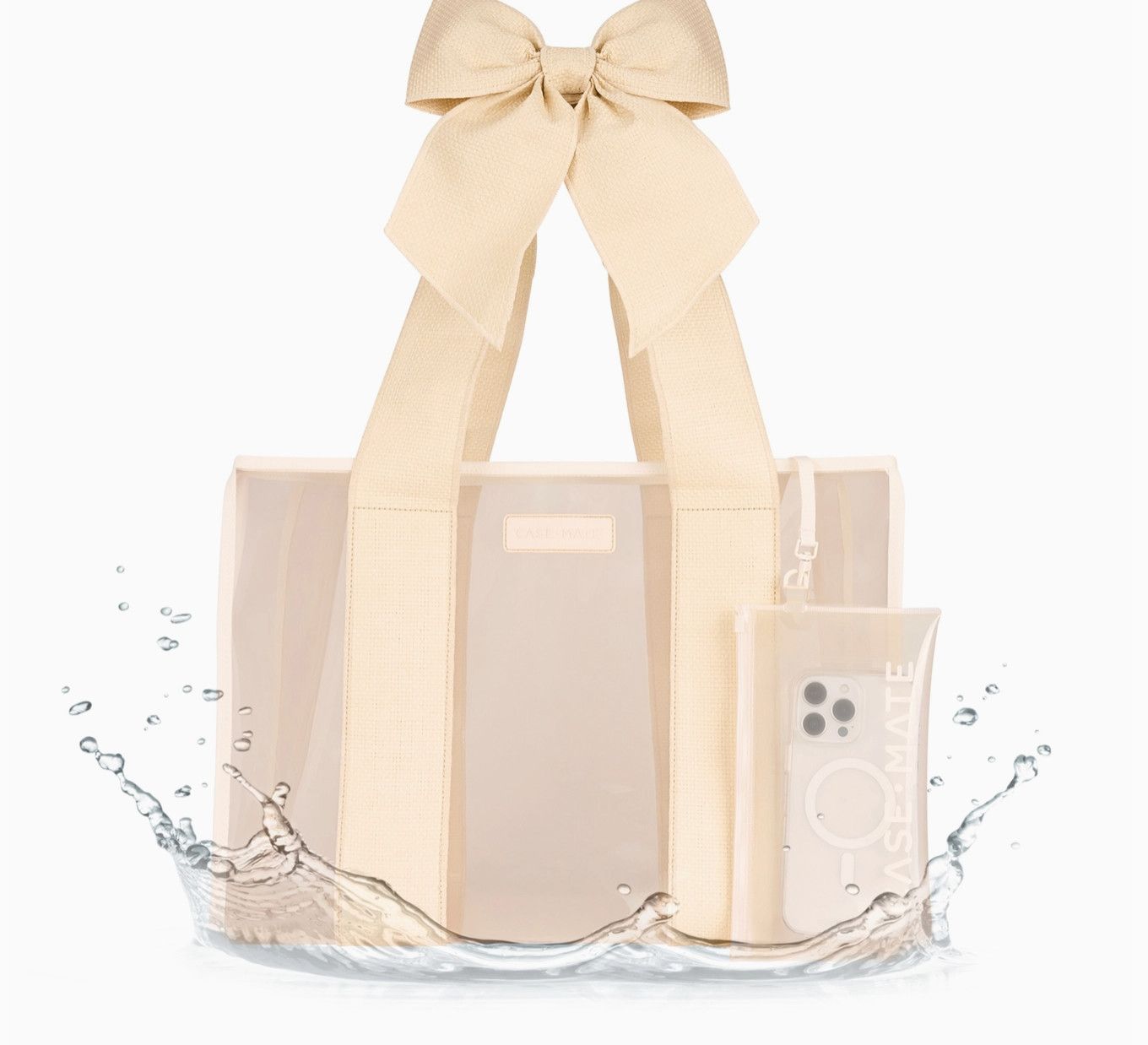 Case-Mate Jelly Tote + Phone Pouch | Ecru Raffia Bow