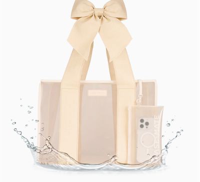 Case-Mate Jelly Tote + Phone Pouch | Ecru Raffia Bow