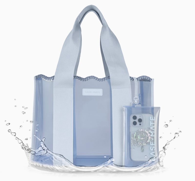 Case-Mate Jelly Tote + Phone Pouch | Blue Crochet Wave