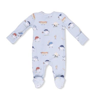 Baseballs Playing 2 Way Zipper Footie