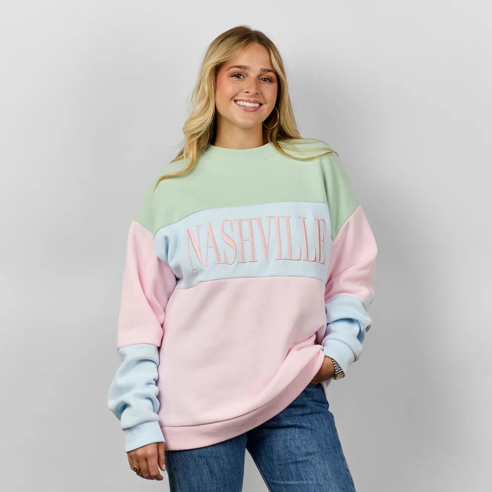 The NASH™ Nashville Color Block Crewneck, Color: Pink, Size: S