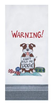 Warning Licker Dog Tea Towel