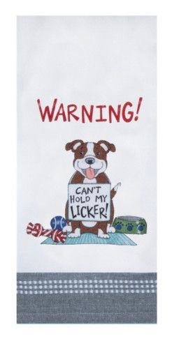 Warning Licker Dog Tea Towel