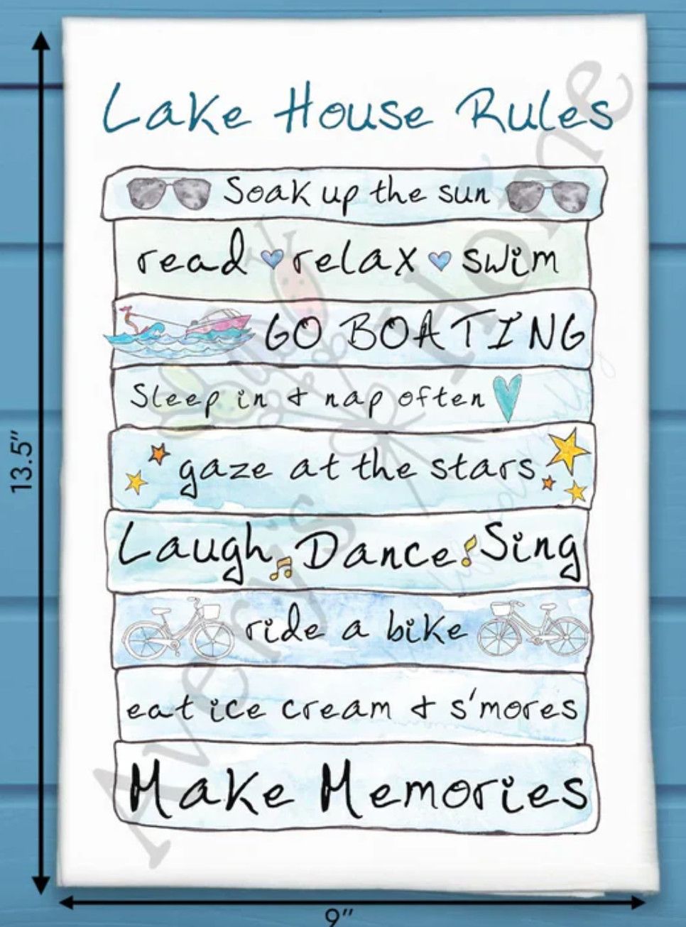 Lake House Rules Tea Towel