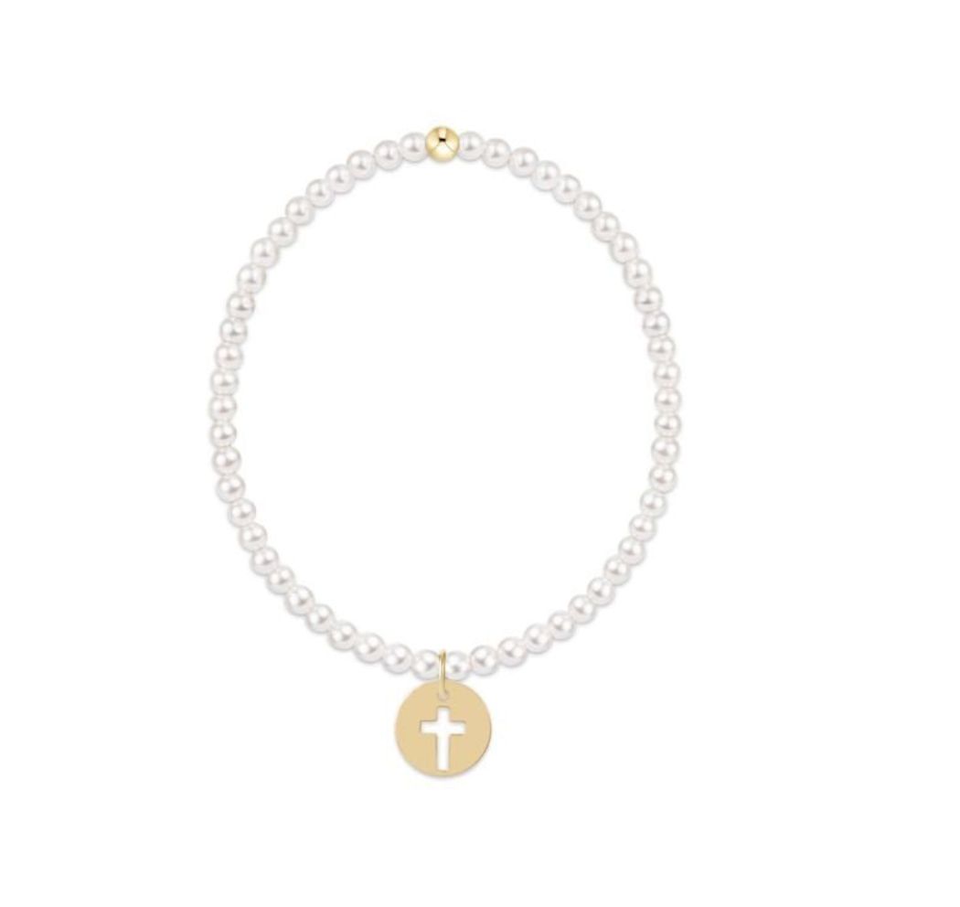 Classic Pearl 3mm Bracelet Blessed Gold Disc