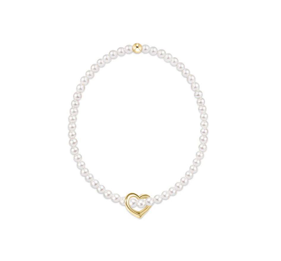 Classic Pearl 3mm Bracelet Love Gold Charm