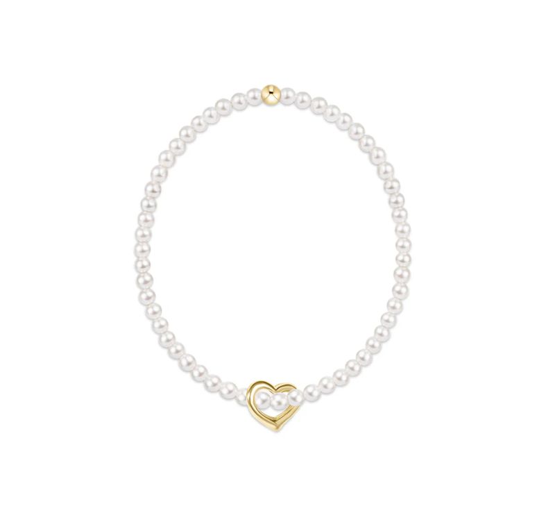 Classic Pearl 3mm Bracelet Love Gold Charm