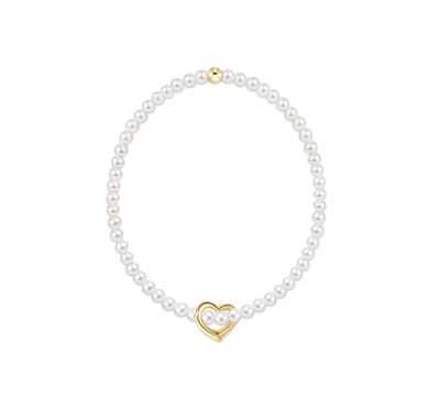 Classic Pearl 3mm Bracelet Love Gold Charm