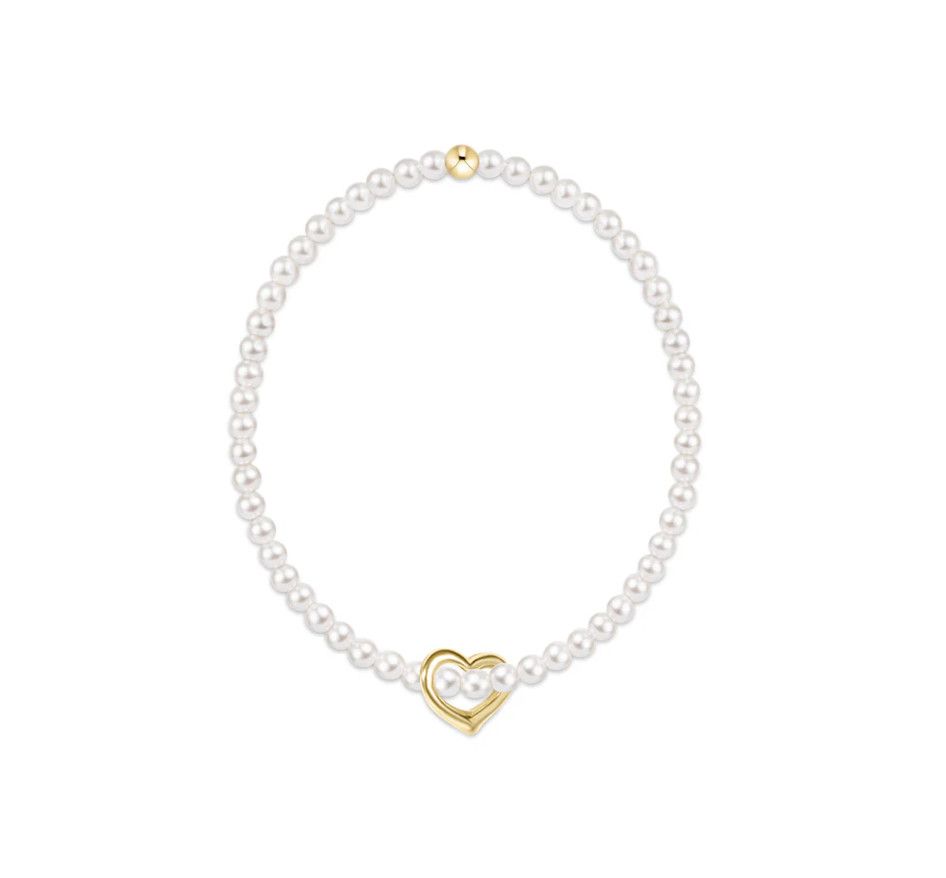 Enewton EGIRL Classic Pearl 3mm Bracelet Love Gold Charm