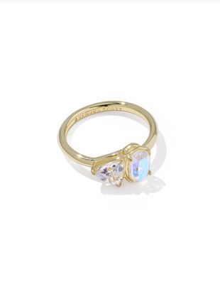 The Tatum Band Ring in Gold White Crystal Mix