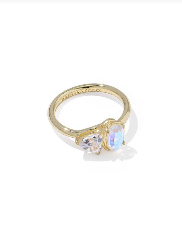 The Tatum Band Ring in Gold White Crystal Mix, Size: 6
