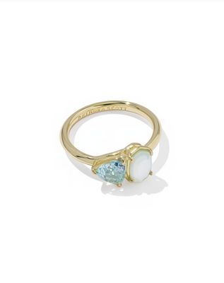 The Tatum Band Ring in Gold Light Blue Mix