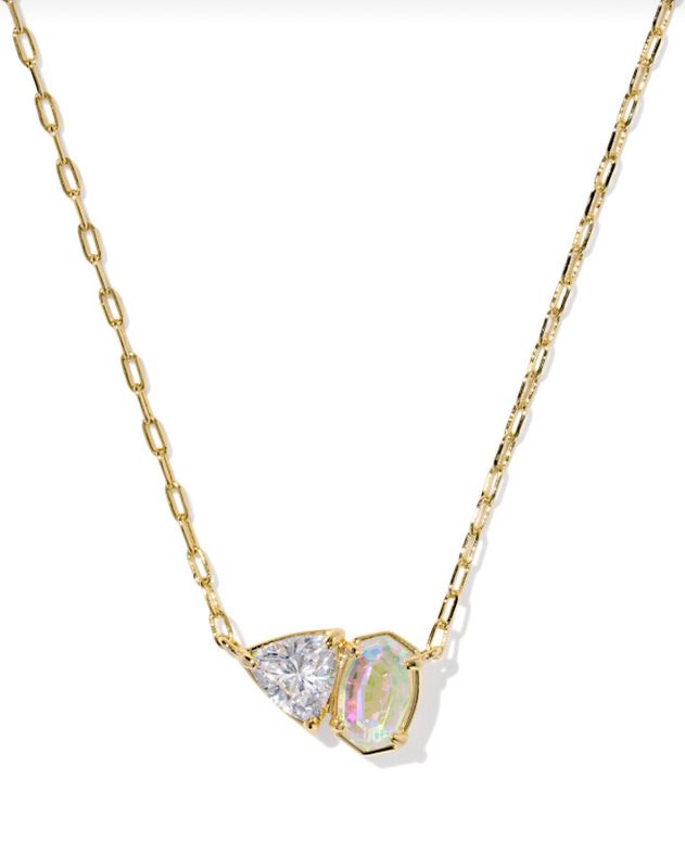 The Tatum Short Pendant Necklace White Crystal Mix