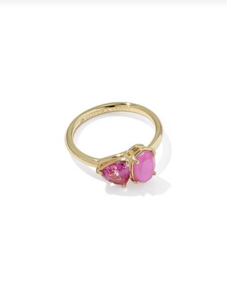 The Tatum Band Ring in Gold Azalea Pink Mix