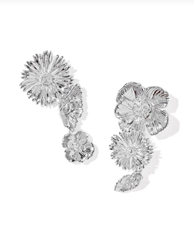 The Cailey Flower Statement Earring, Color: Vintgae Silver