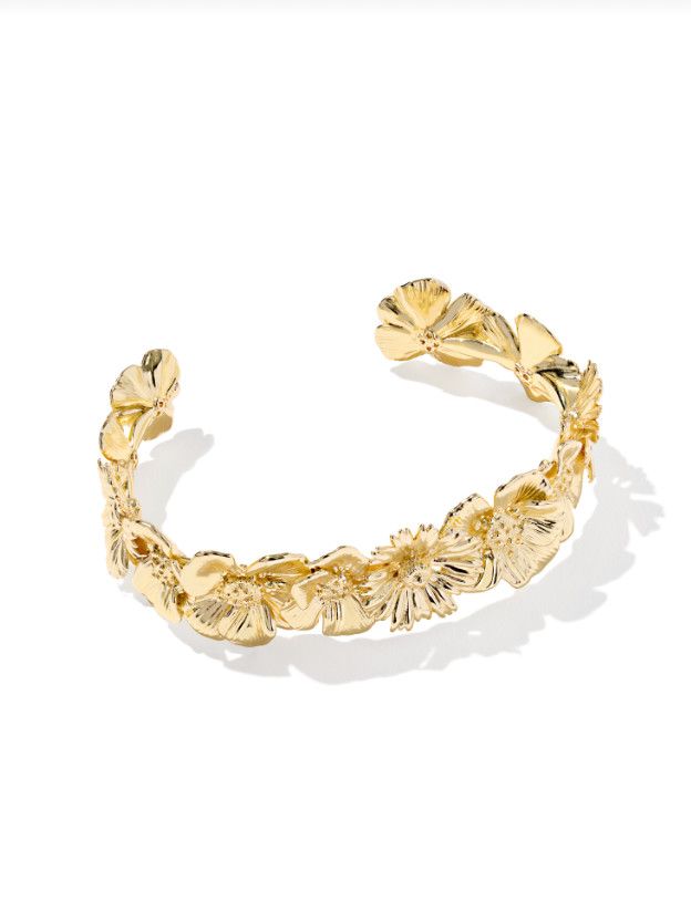 The Cailey Flower Cuff Bracelet, Color: Gold