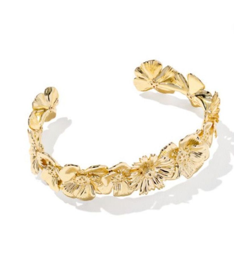 The Cailey Flower Cuff Bracelet, Color: Gold
