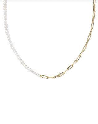The Markie Half Chain Necklace in Freshwater Pearl