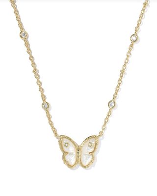 The Cailey Butterfly Pendant Necklace in Ivory Mother of Pearl