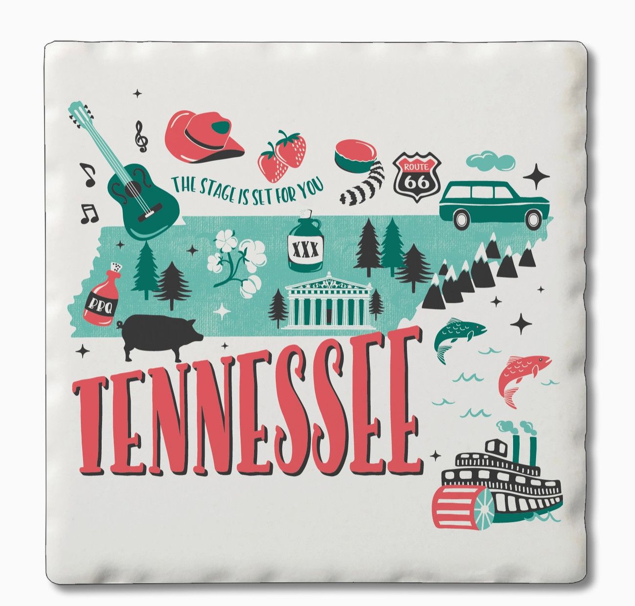 Tennessee State Two-Tone 4 Pack Coaster Set