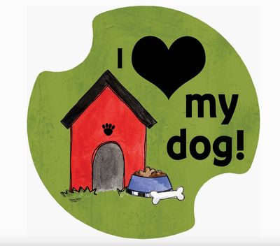 Love My Dog Car Coaster Set of 2