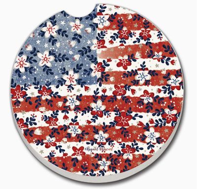 Patriotic Floral Car Coaster