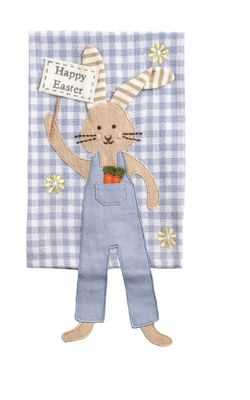 Bunny Dangle Leg Tea Towel | Blue