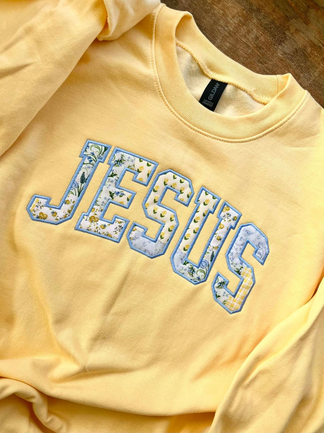 Jesus Floral Sweatshirt, Color: Yellow, Size: S