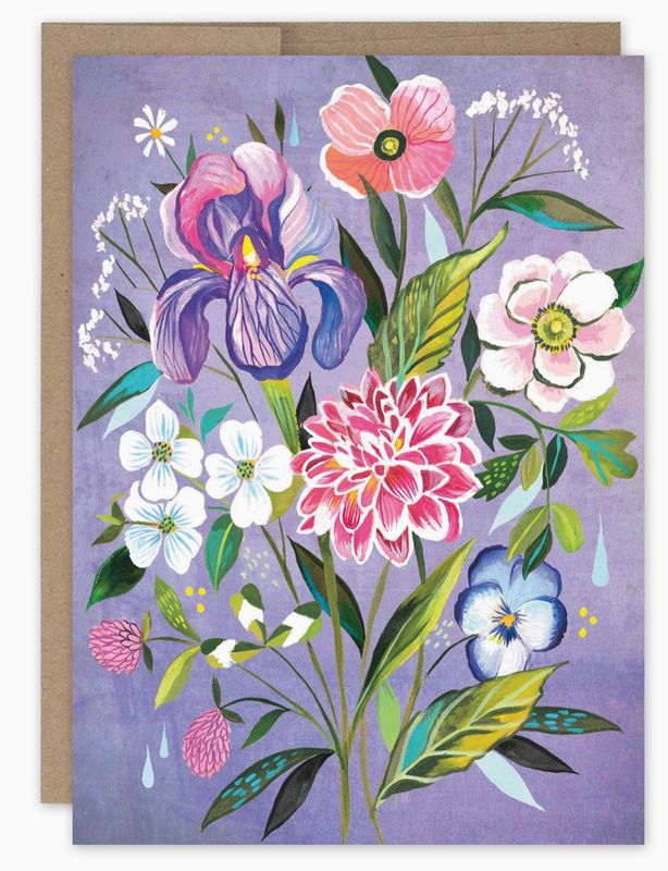 Purple Floral Blank Card