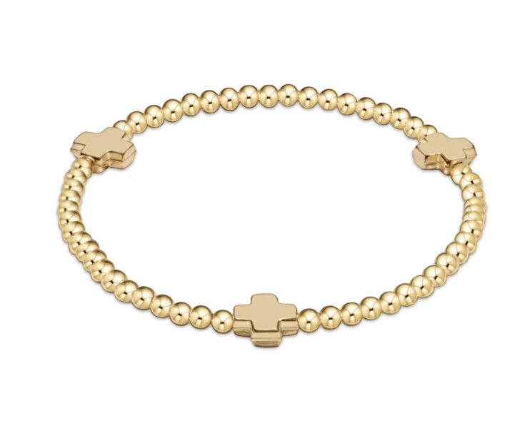 Enewton EGIRL Signature Cross Gold Pattern 3mm Bead Bracelet Gold