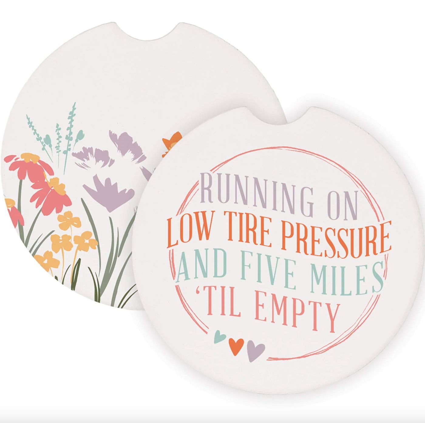 Low Tire Pressure/Flowers Car Coaster Set