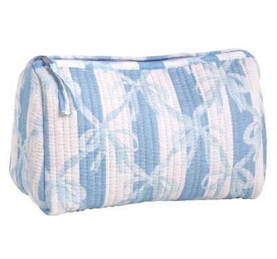 Blue Bow Block Print Zip Pouch