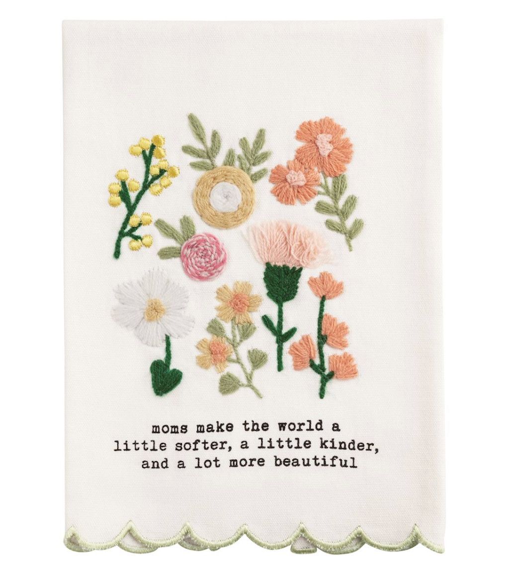Moms Make The World Embroidered Towel