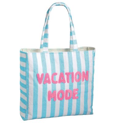 Blue Stripe Terry Cloth Tote Vacation Mode