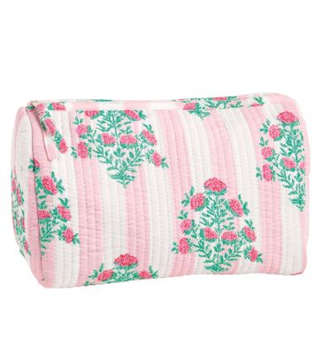 Dahlia Pink Block Print Zip Pouch